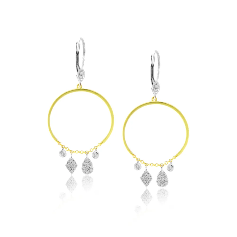 Yellow Gold Hoops with Diamond Charms